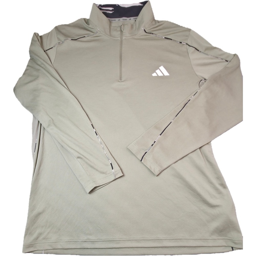Adidas Quarter Zip Pullover Mens XL Green Climacool Training Excellent
